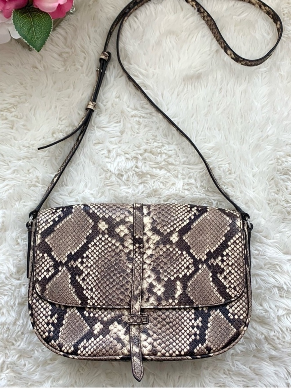 Lk New Banana Republic Snake Print Leather Crossbody purse - Picture 15 of 15